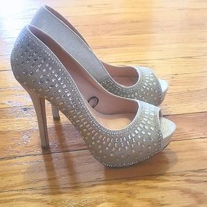 BLINGED OUT GLITTERY Platform PEEPTOE PUMPS!